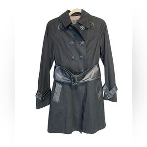 𝅺MACKAGE Leather Trimmed Back Pleated Trench